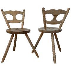 Pair of 18th Century Primitive Folk Art Chairs