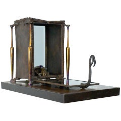 Bronze and Mixed Metal Sculpture with Jeweled Skull