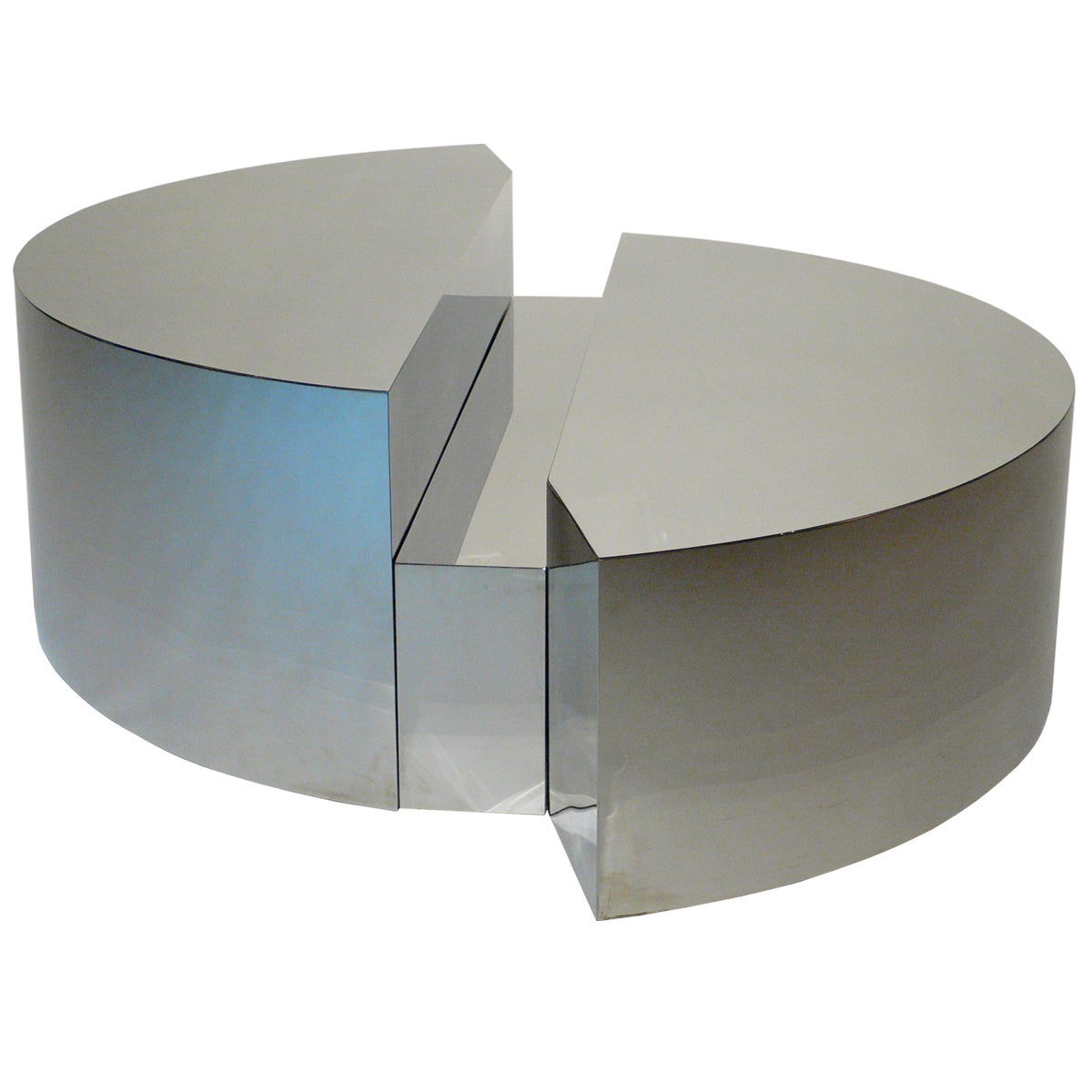 Three Piece Geometric Chrome Table For Sale