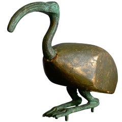 Egyptian Bronze and Giltwood Ibis