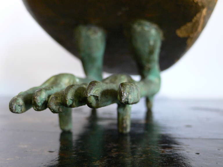Egyptian Bronze and Giltwood Ibis