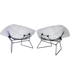 Pair Harry Bertoia Large Diamond Lounge Chairs