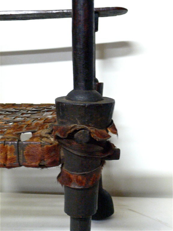 Ethiopian African Ironwood and Leather Chief's Chair