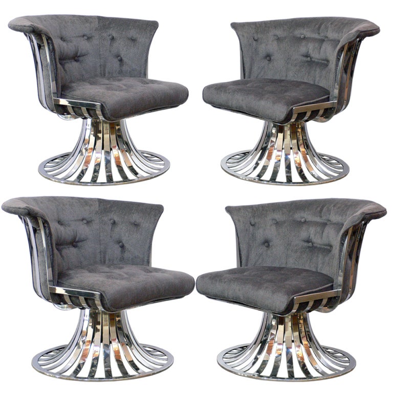 Set of 4 Russell Woodard Polished Aluminum Lounge Chairs at 1stdibs