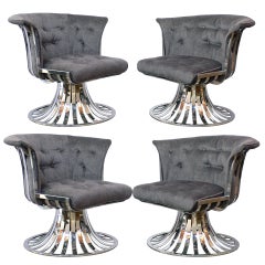 Set of 4 Russell Woodard Polished Aluminum Lounge Chairs