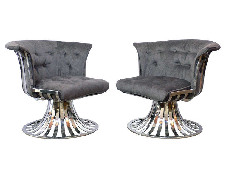 Set of 4 Russell Woodard Polished Aluminum Lounge Chairs