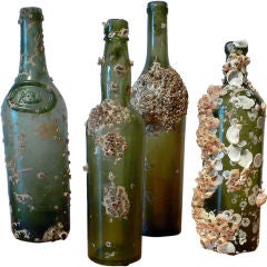 Antique Green Glass Shipwreck Bottles