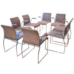 Vintage Set of Eight Chrome Dining Chairs by Pyrke Powers