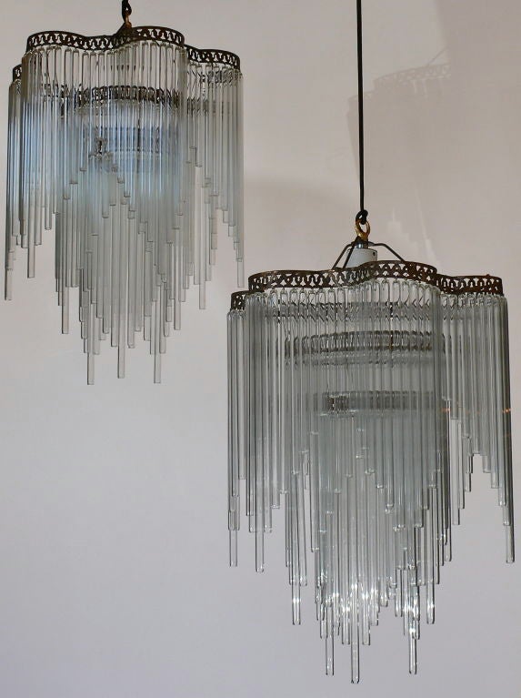 Pair of French Art Deco Chandeliers 1