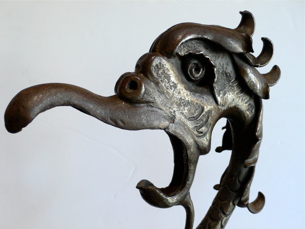 Unknown Hand Forged Dragon Andirons