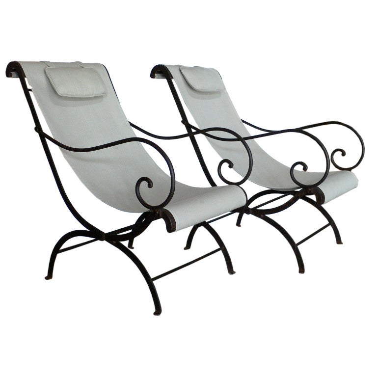 Pair of French Wrought Iron Garden Chairs