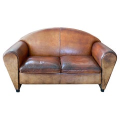 Vintage Deco Leather Sofa
