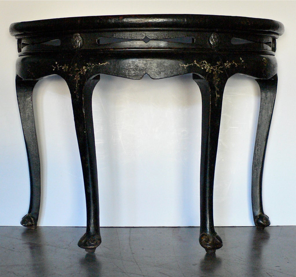 Lacquered Demi-Lune Table In Good Condition For Sale In Laguna Beach, CA
