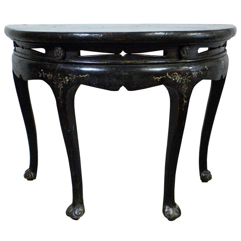 Lacquered Demi-Lune Table For Sale