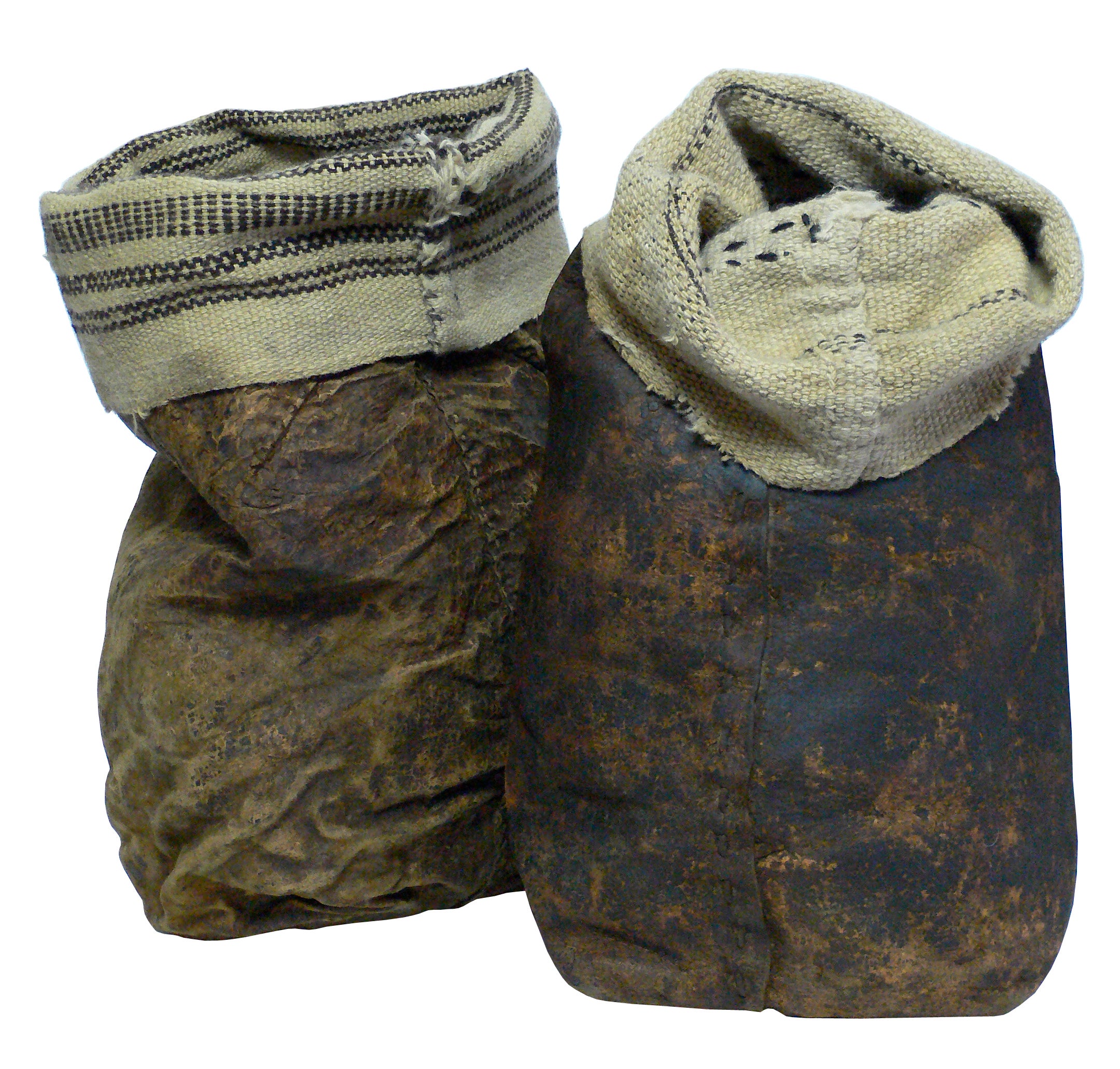 Leather and Knit Grain Sacks from Tibet
