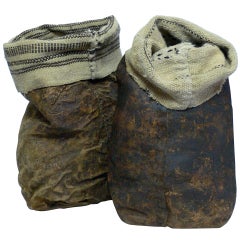 Leather and Knit Grain Sacks from Tibet
