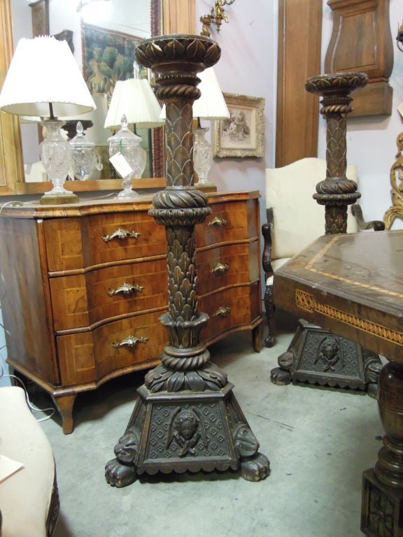 Pair Italian carved torchieres
