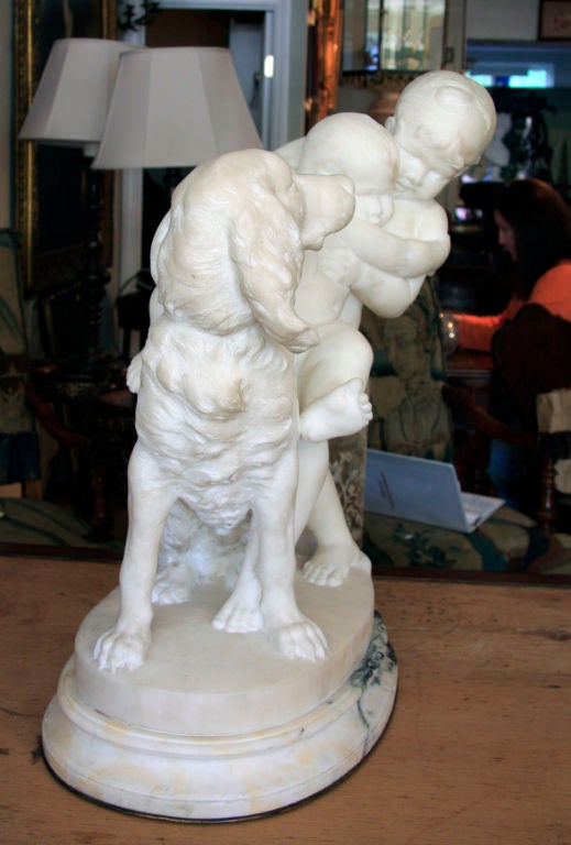 French Marble Figural Group by Benoit Rougelet