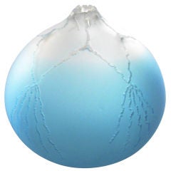 Blue Art Glass Vase by William Worcester