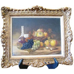 Antique English 19th Century Oil Painting of a Still Life by A. Bates