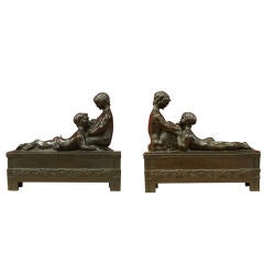 Pair of Bronze Bookends or Chenets by Lejeune
