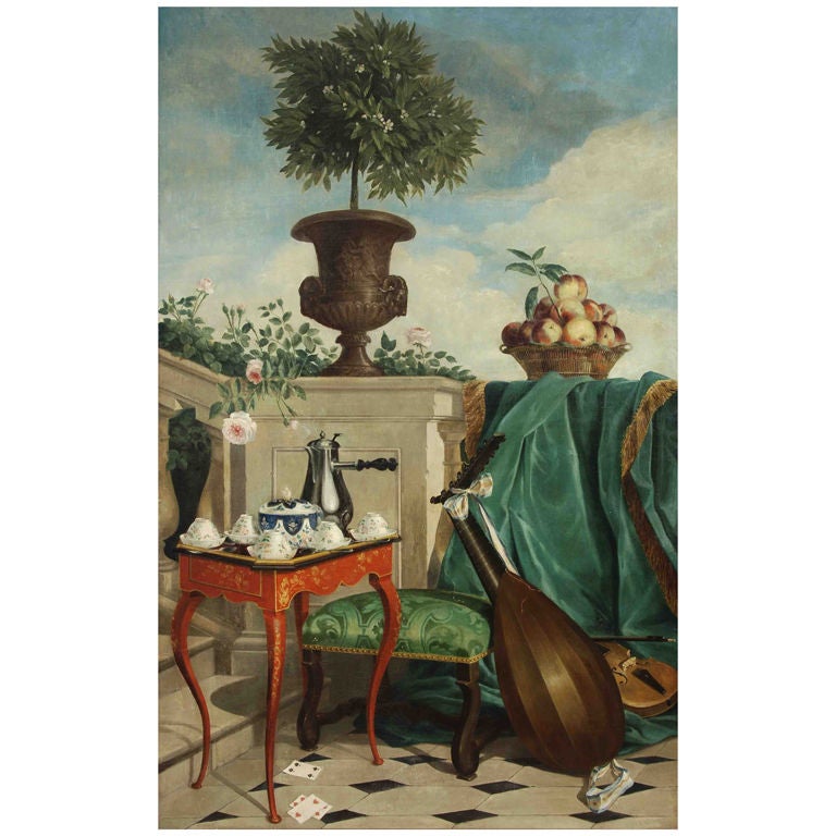 Still Life on a Terrace (Manner of Alexandre-François Desportes) For Sale