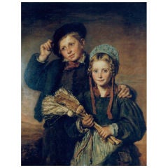 Antique Peasant Boy and Girl by Andrew Geddes