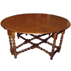 Chestnut Double Gate Leg Table With Twist Legs And Stretchers