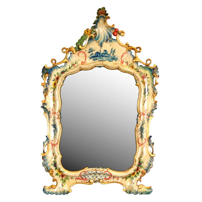 A Fine Venetian Lacquered Toilette Mirror For Sale