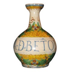 A Polychrome Ceramic Vase With Latin Inscription