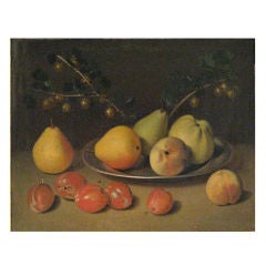 Antique Still life of Pears, Apples and Gooseberries on a Platter