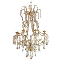 Antique An Eight Light Chandelier Richly Hung With Various Crystals