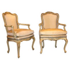 A Pair Of Carved And Finely Painted Armchairs