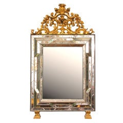 All Glass Mirror With Gilded Wood Crown And Supports