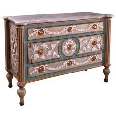 Painted And Parcel Gilded Wood Commode With Gilded Bronze Mounts