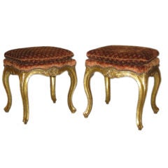 A Pair Of Mecca Gilded Stools With Cabriole Legs