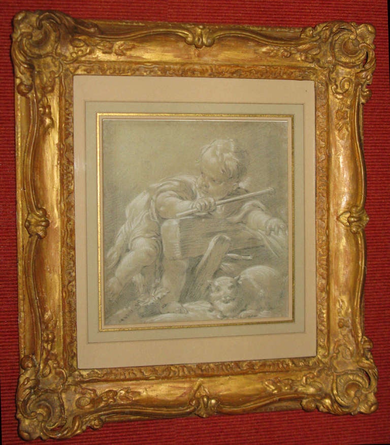 Note:  Collector’s mark P on verso (Lugt 205) 
Provenance: Darmstadt Museum 
Charles E. Slatkin Galleries, N.Y. (as Francois Boucher) 
Size:  Unframed: 9 ¾” x 9 ¼” wide (25 x 23.5 cm.) 
          Framed: 17” high x 19” wide (43 x 48 cm.)