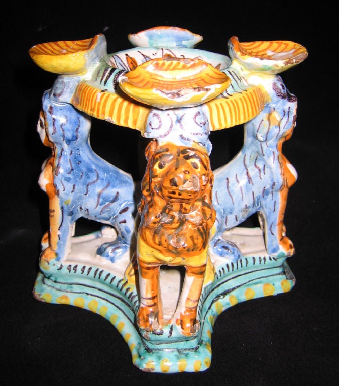 A majolica polychrome salt cellar