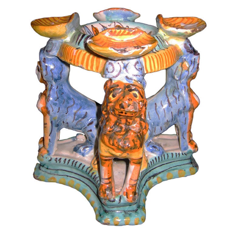A majolica polychrome salt cellar For Sale