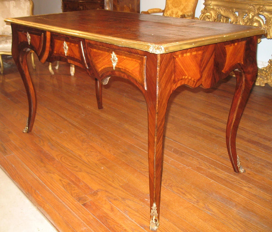 Louis XV Kingwood Bureau Plat With Gilt Bronze Mounts