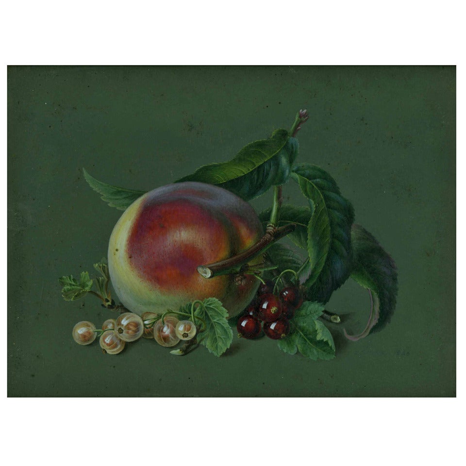 A Still Life with a Peach, Cherries and Gooseberries For Sale