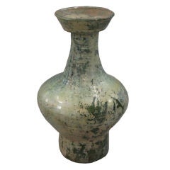 Han Dynasty Ceramic Jar With Silvered Green Glaze