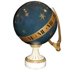 Neoclassic Blue Lacquer And Gilded Clock In Globe Form