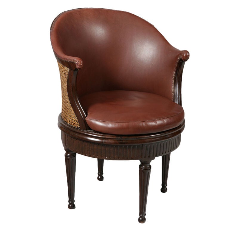 A Very Rare Turning Louis XVI Mahogany Desk Chair For Sale
