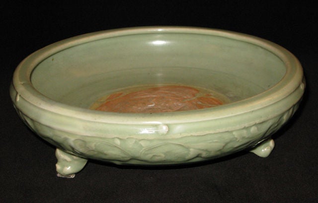 Celadon tripod bulb bowl