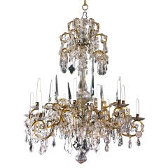 Crystal and rock crystal large Piedmontese chandelier