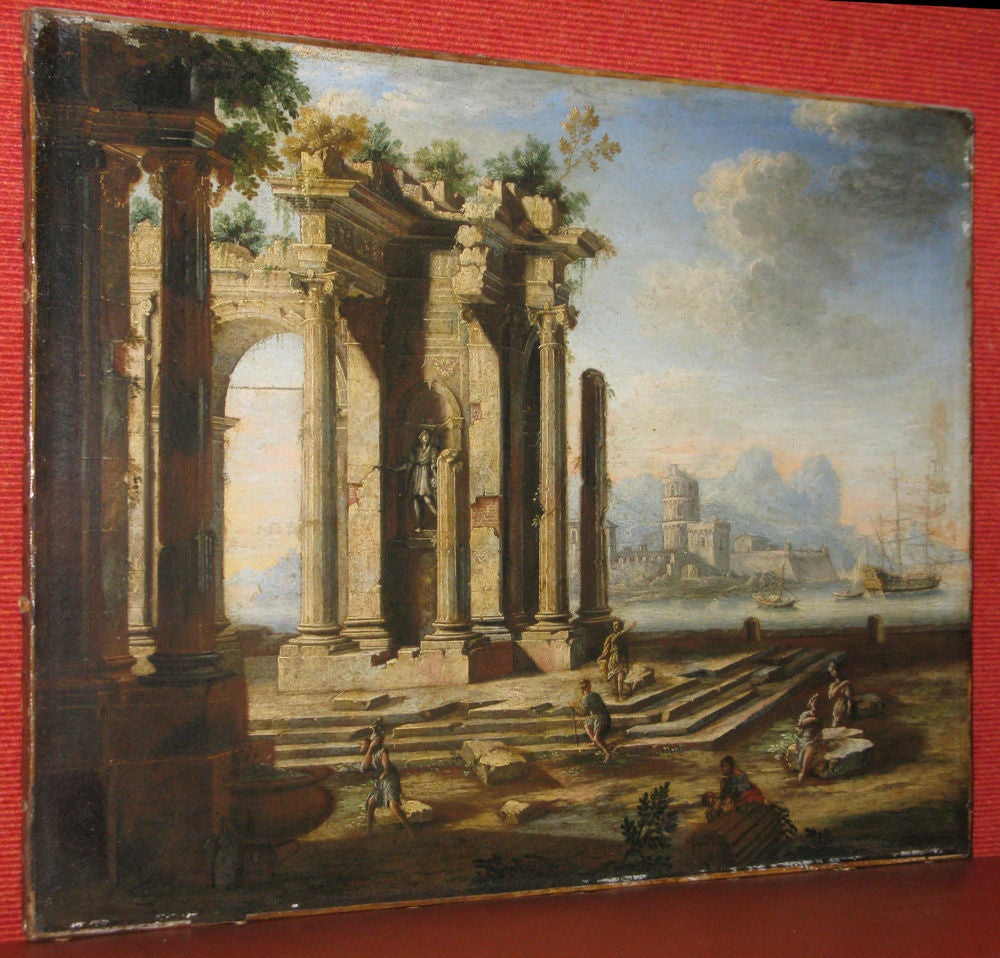 Classical Ruins with a Seascape in the Distance