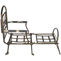 Antique Directoire Folding Metal Chaise Longue