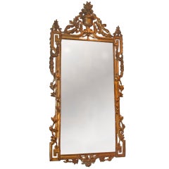 Antique A Louis XVI painted and gilded wood mirror with Greek key design