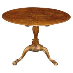 Antique A Walnut Oval Tilt-top Table Inlaid In Fruitwood